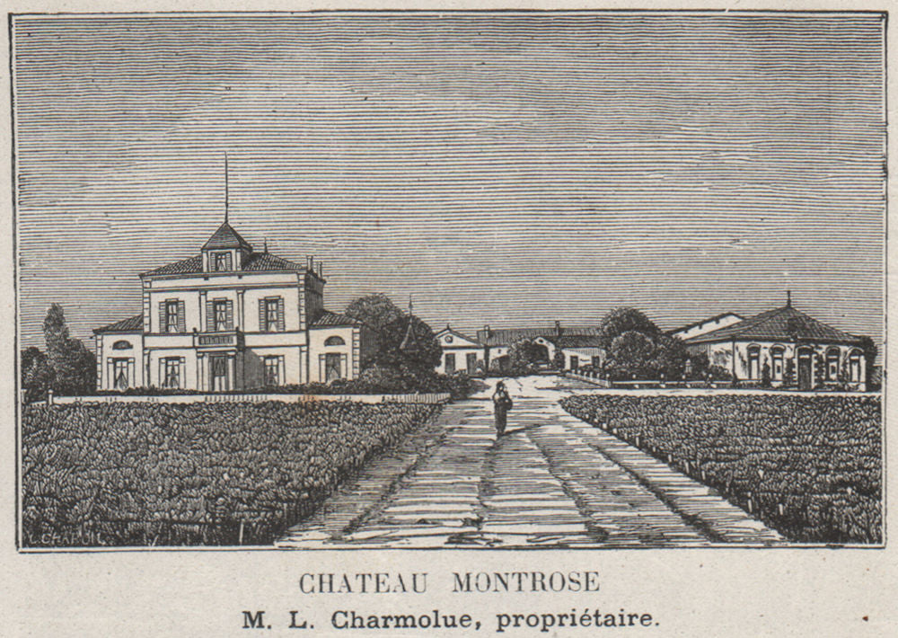 MÉDOC. SAINT-ESTÈPHE. Chateau Montrose. Charmolue. Bordeaux. SMALL 1908 print